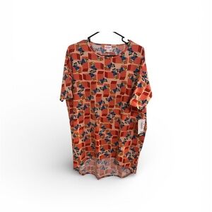 LuLaRoe Red and Blue Cartoon Print Top